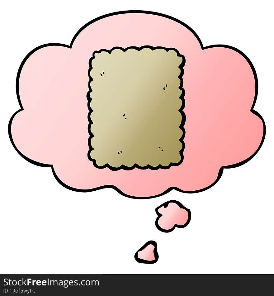 cartoon biscuit and thought bubble in smooth gradient style