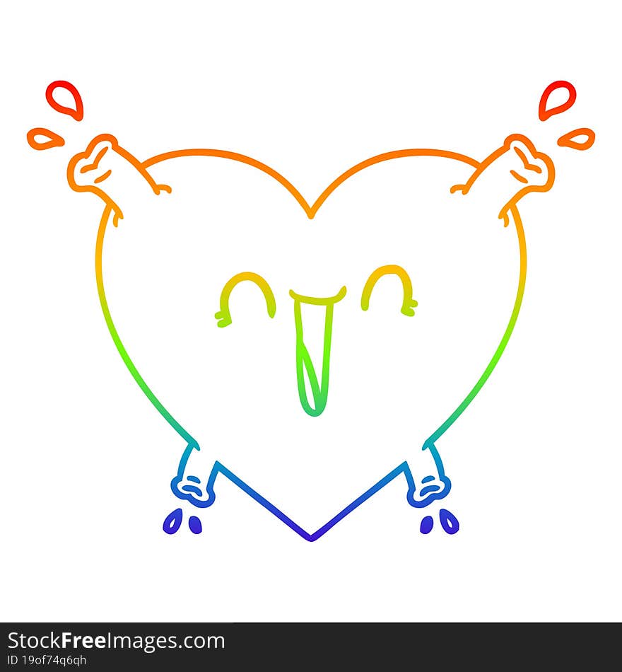 rainbow gradient line drawing of a cartoon healthy heart