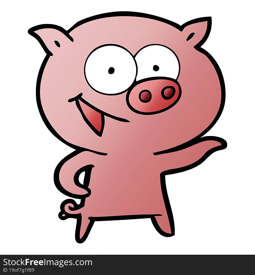 cheerful pig cartoon. cheerful pig cartoon