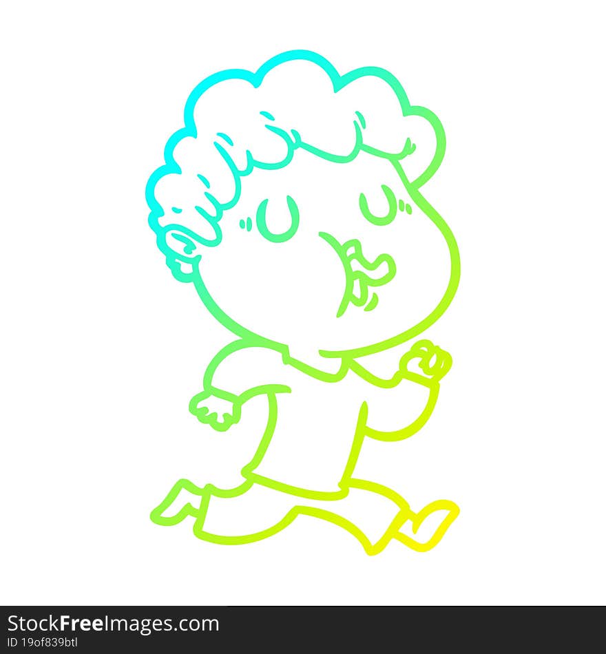 cold gradient line drawing cartoon man singing