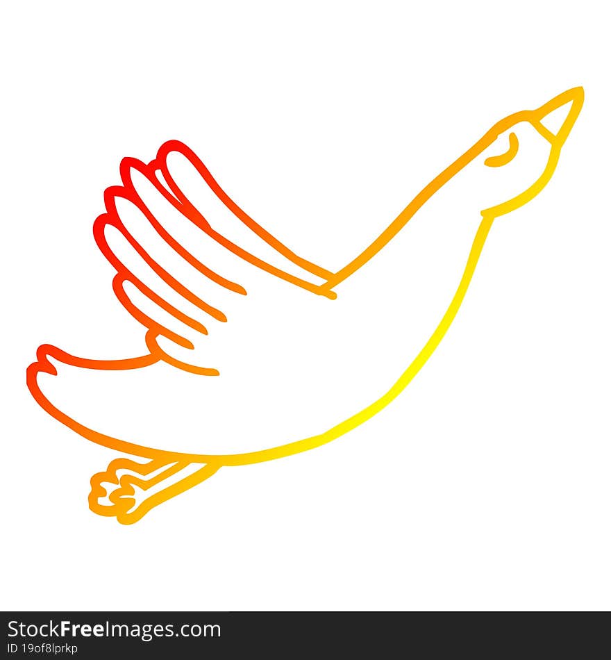 Warm Gradient Line Drawing Cartoon Flying Goose