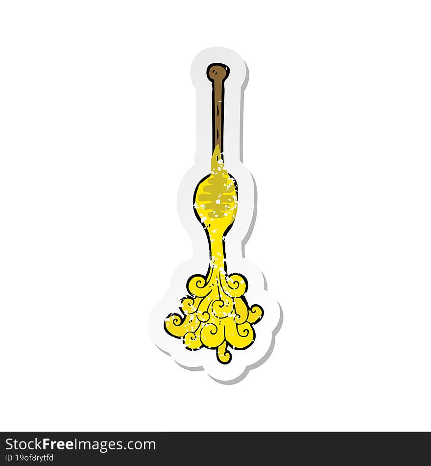 Retro Distressed Sticker Of A Cartoon Honey Dipper