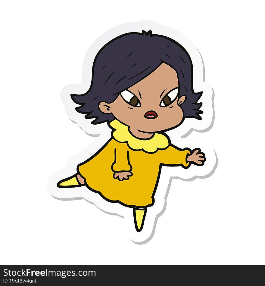 sticker of a cartoon stressed woman