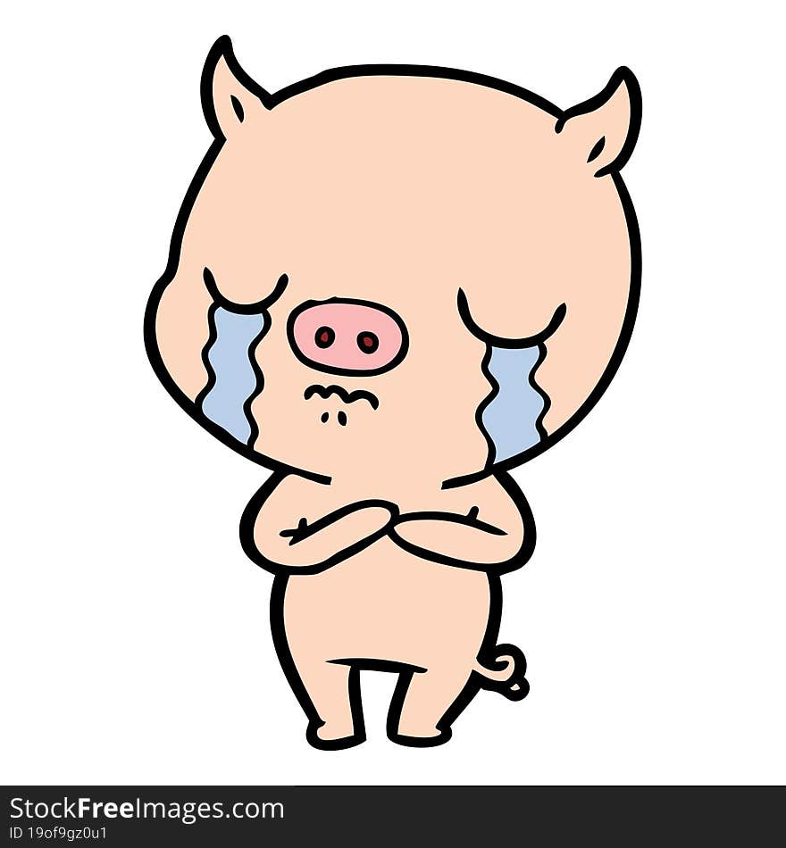 cartoon pig crying. cartoon pig crying