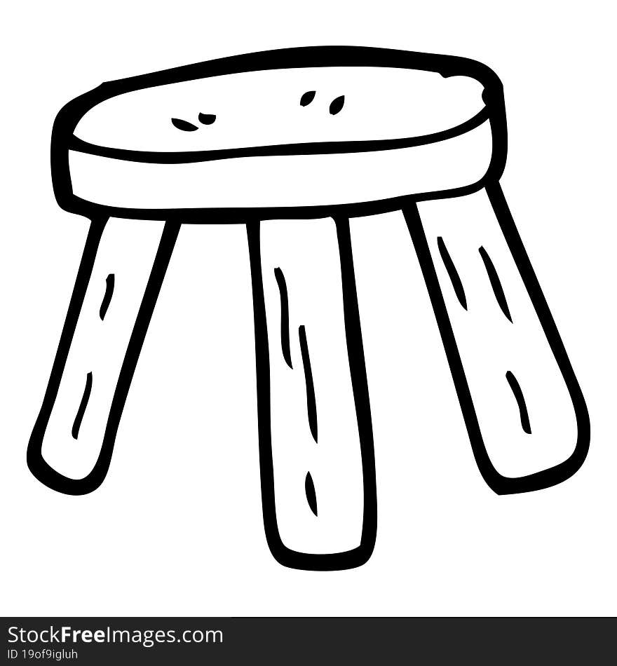 black and white cartoon small stool