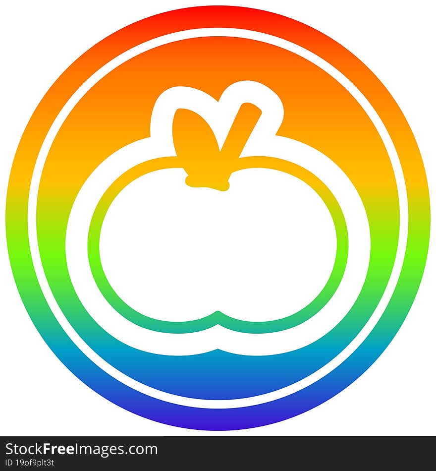 organic apple circular in rainbow spectrum