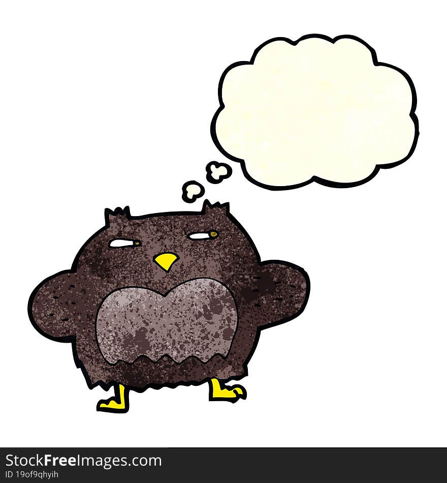 Cartoon Suspicious Owl With Thought Bubble