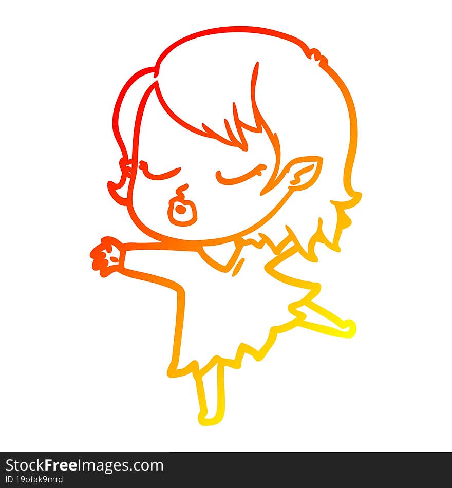 warm gradient line drawing cute cartoon vampire girl