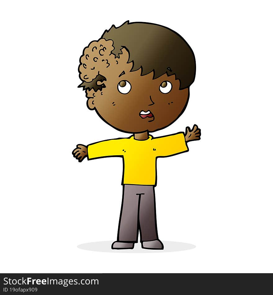 cartoon boy with growth on head