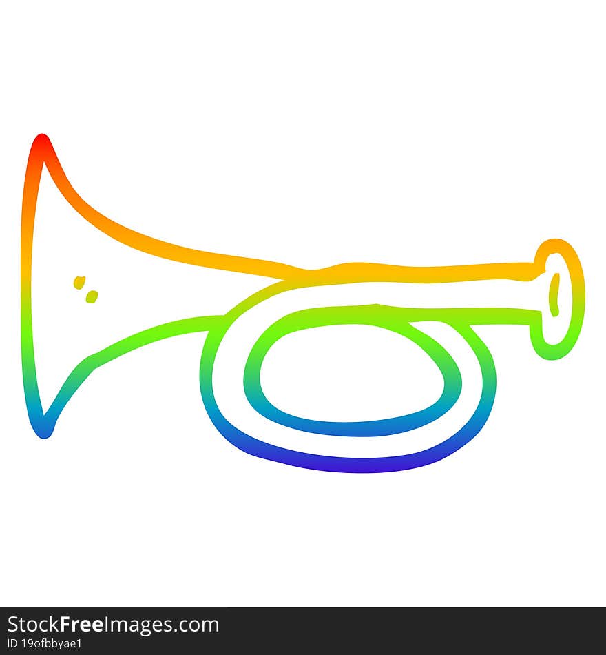 rainbow gradient line drawing cartoon metal trumpet