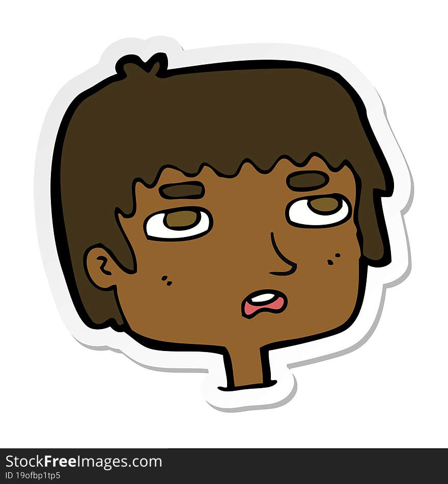 sticker of a cartoon unhappy face