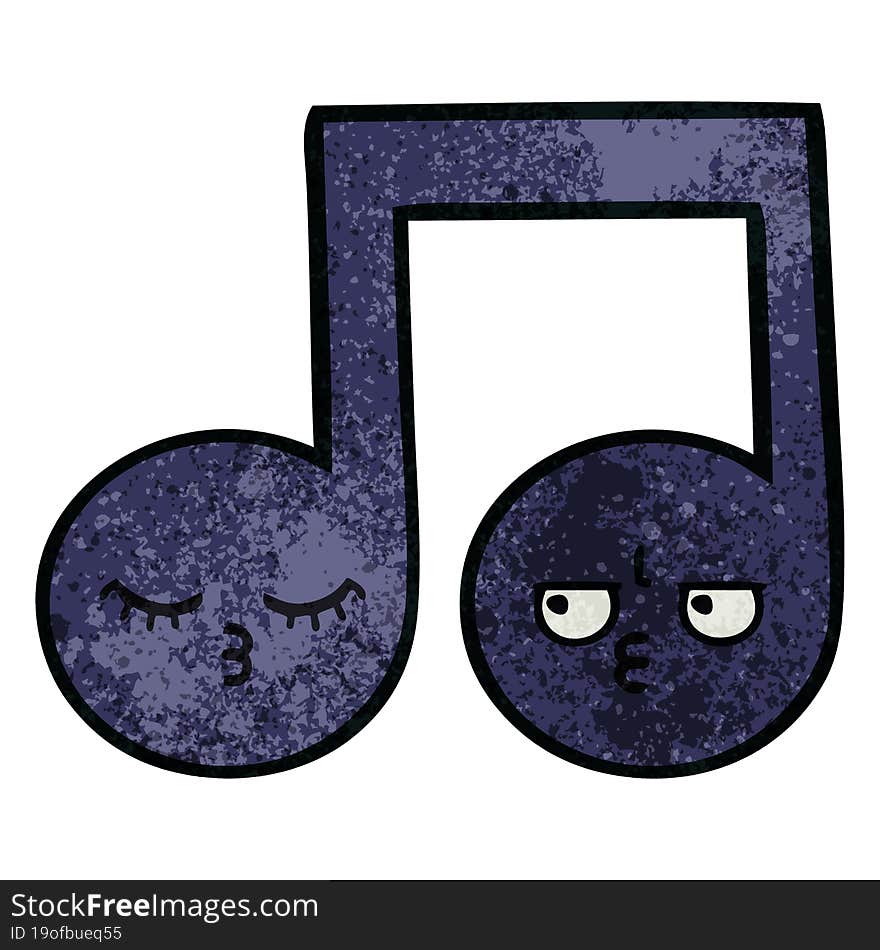 Retro Grunge Texture Cartoon Musical Note