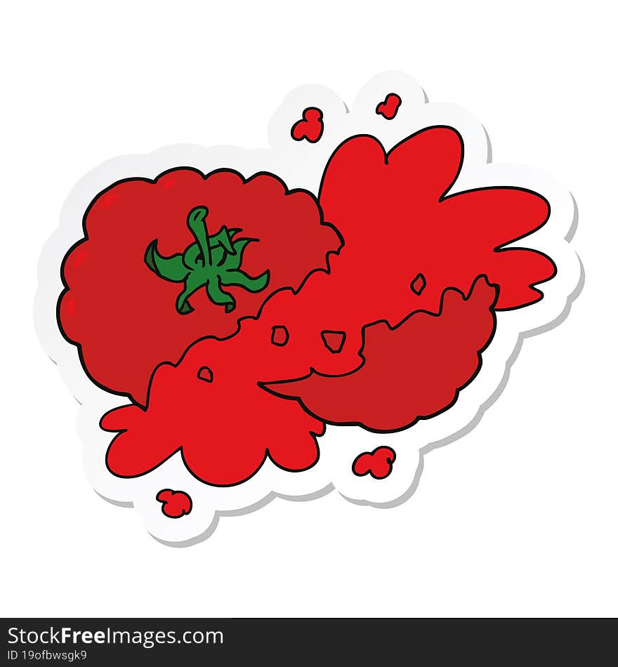 Sticker Of A Cartoon Squashed Tomato