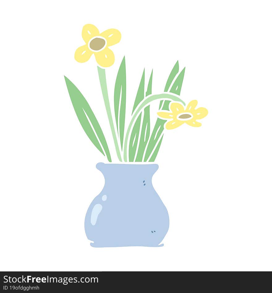 flat color style cartoon flower in pot. flat color style cartoon flower in pot