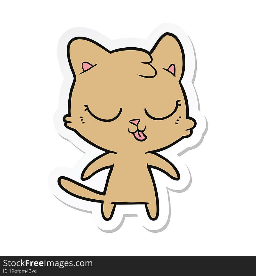 Sticker Of A Cute Cartoon Cat