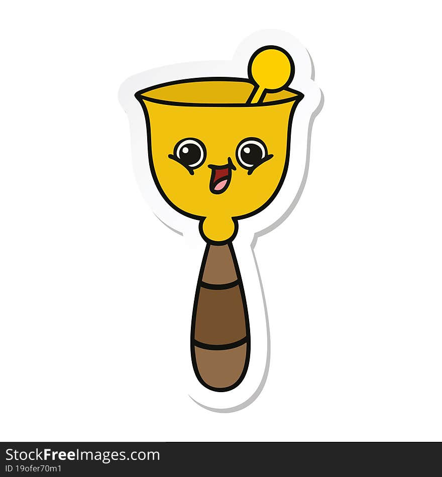 sticker of a cute cartoon school bell