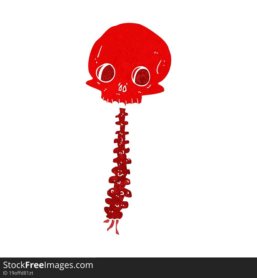 spooky cartoon skull and spine