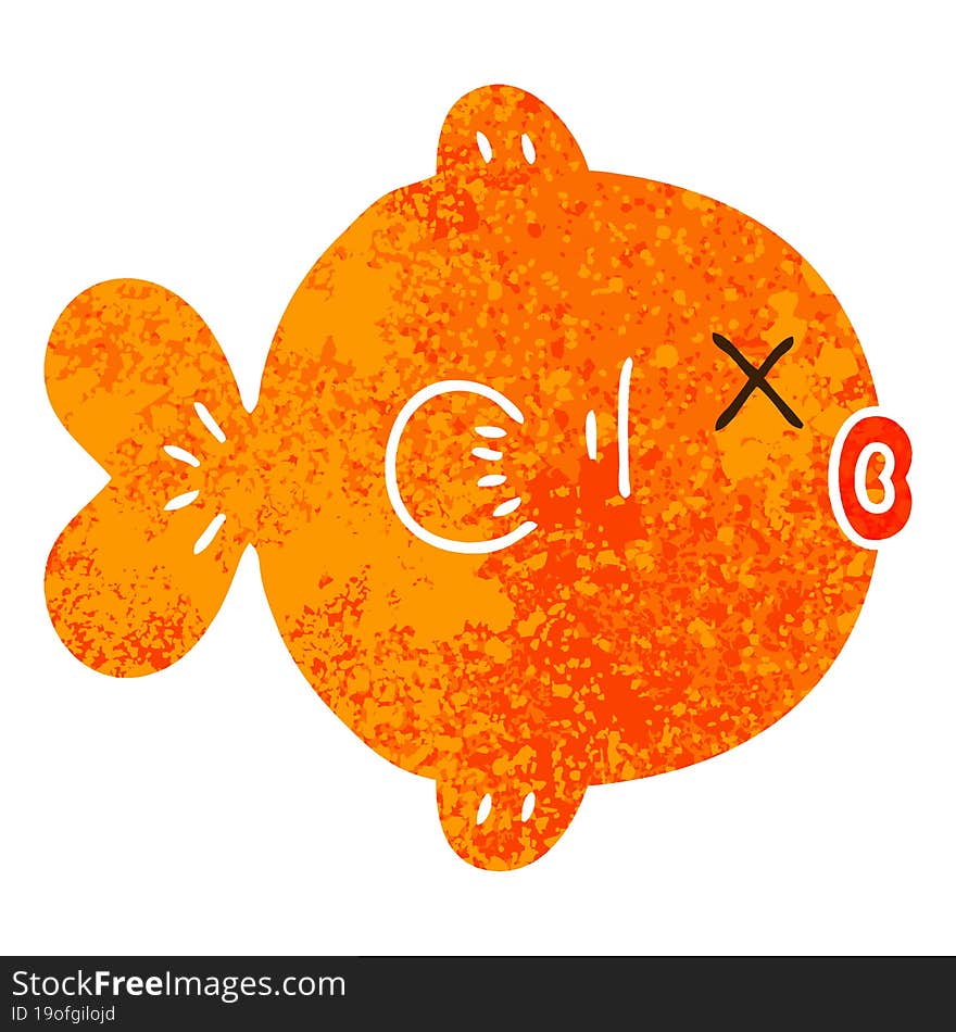 quirky retro illustration style cartoon fish