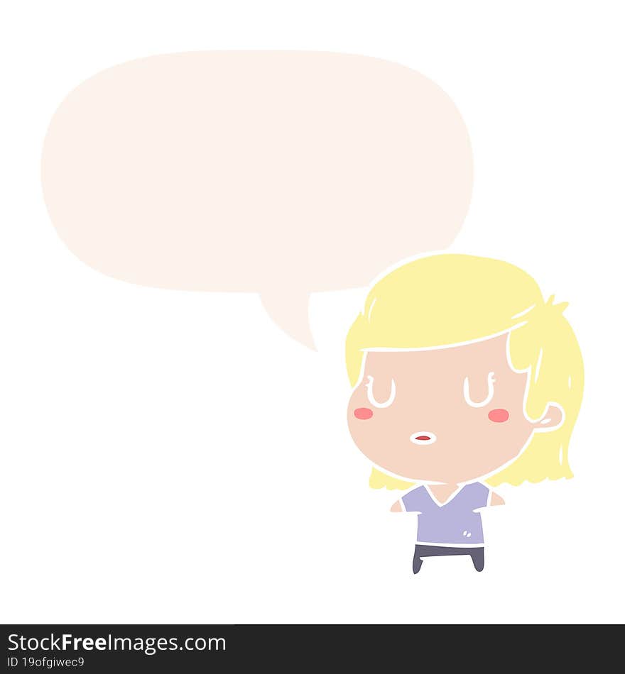 cartoon woman and speech bubble in retro style