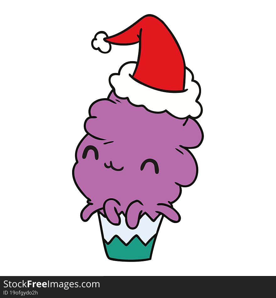 hand drawn christmas cartoon of kawaii muffin