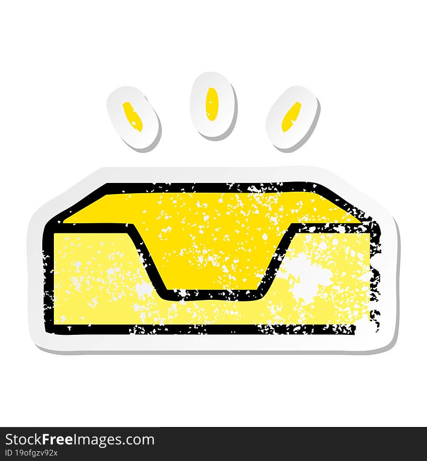 distressed sticker of a cute cartoon empty tray