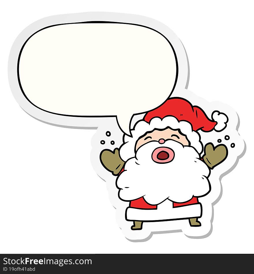 cartoon santa claus shouting in frustration and speech bubble sticker