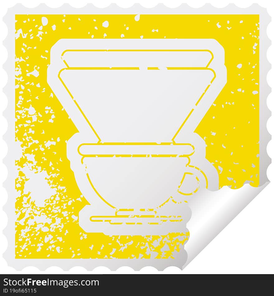 Coffee filter distressed sticker