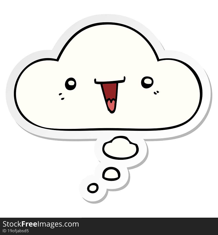 cute cartoon face with thought bubble as a printed sticker