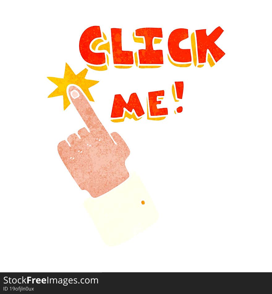 click me retro cartoon sign