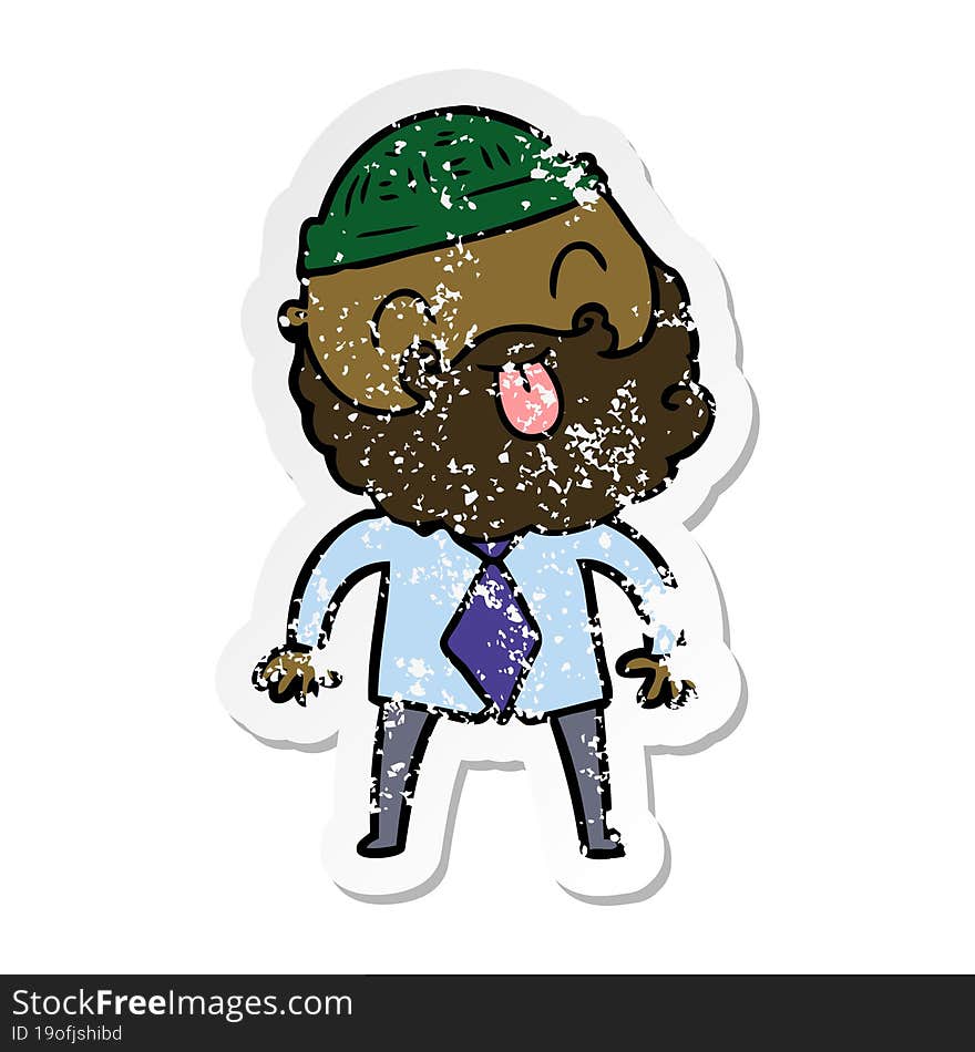 distressed sticker of a man with beard with hat and shirt