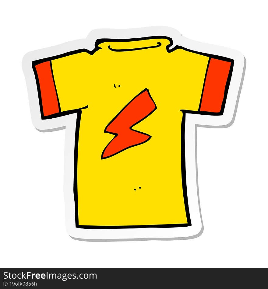 sticker of a cartoon t shirt with lightning bolt