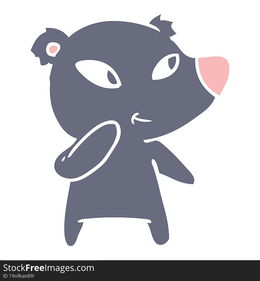 cute flat color style cartoon bear