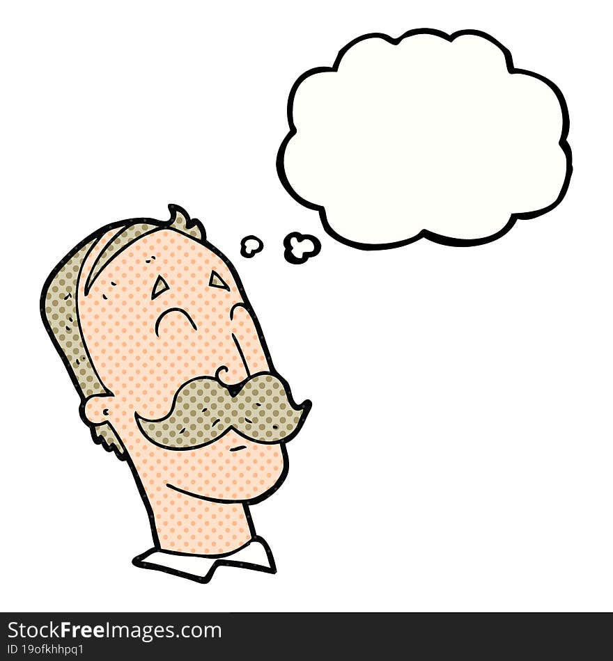 Thought Bubble Cartoon Ageing Man With Mustache