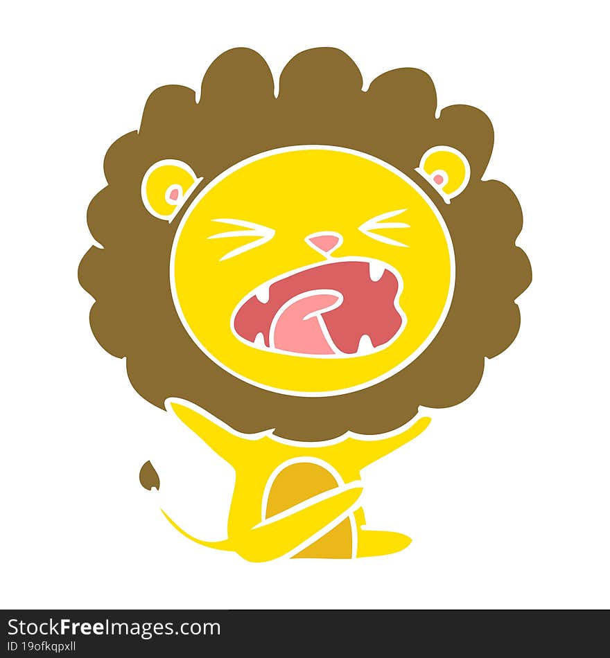 flat color style cartoon lion throwing tantrum