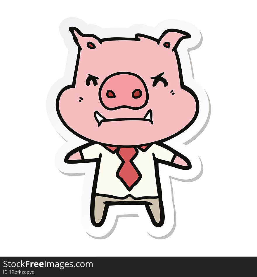 sticker of a angry cartoon pig boss