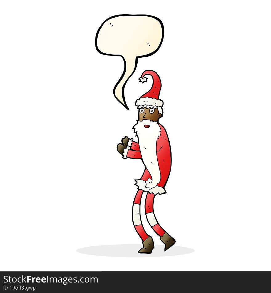 cartoon santa claus with speech bubble