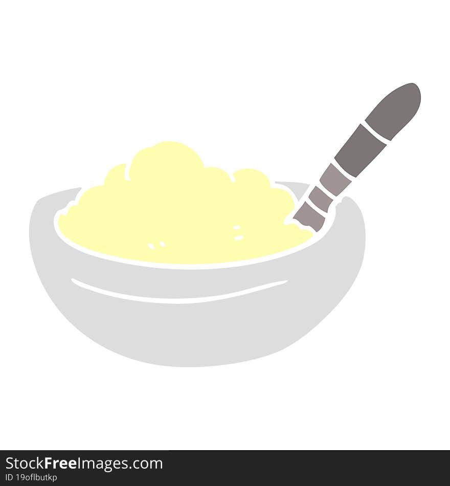 cartoon doodle bowl of mashed potato