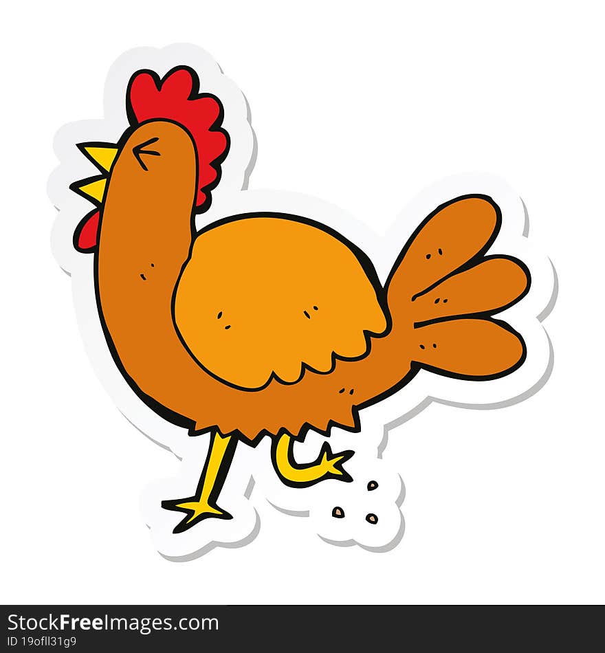 Sticker Of A Cartoon Rooster