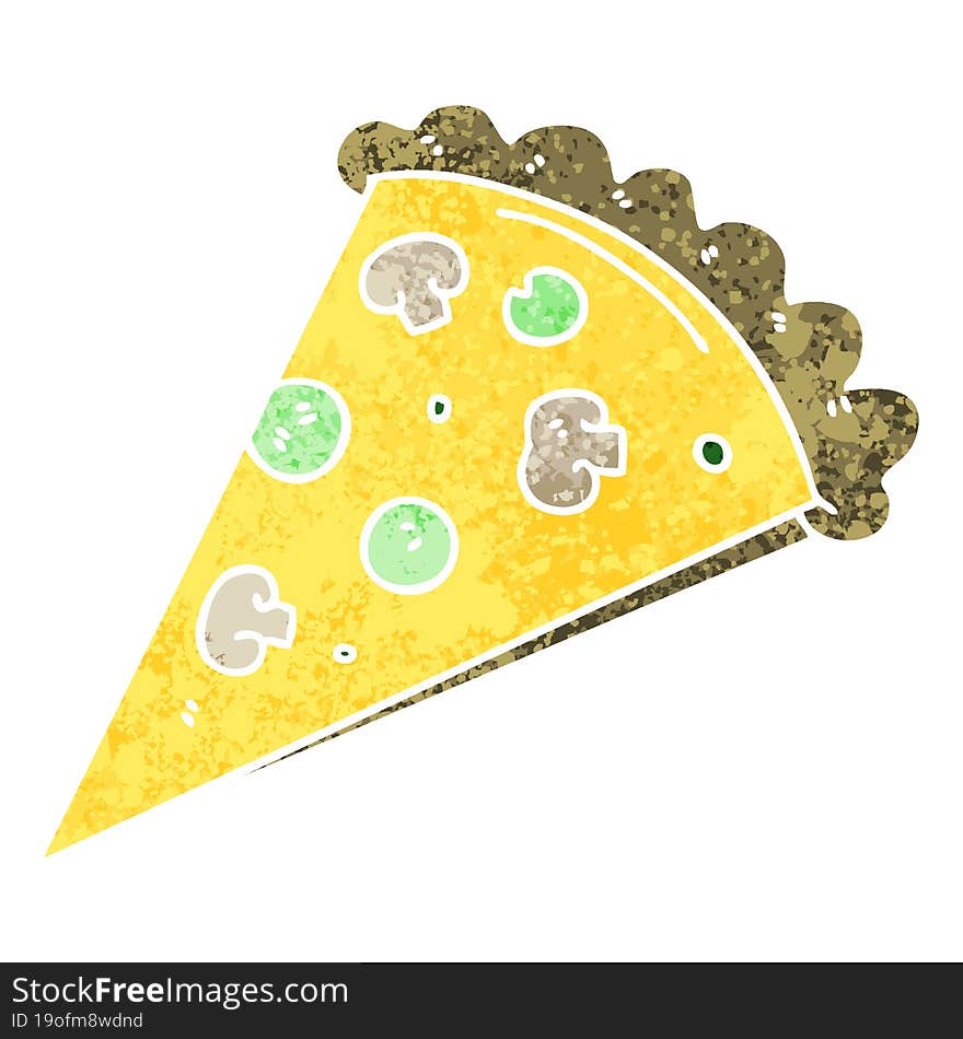 quirky retro illustration style cartoon slice of pizza