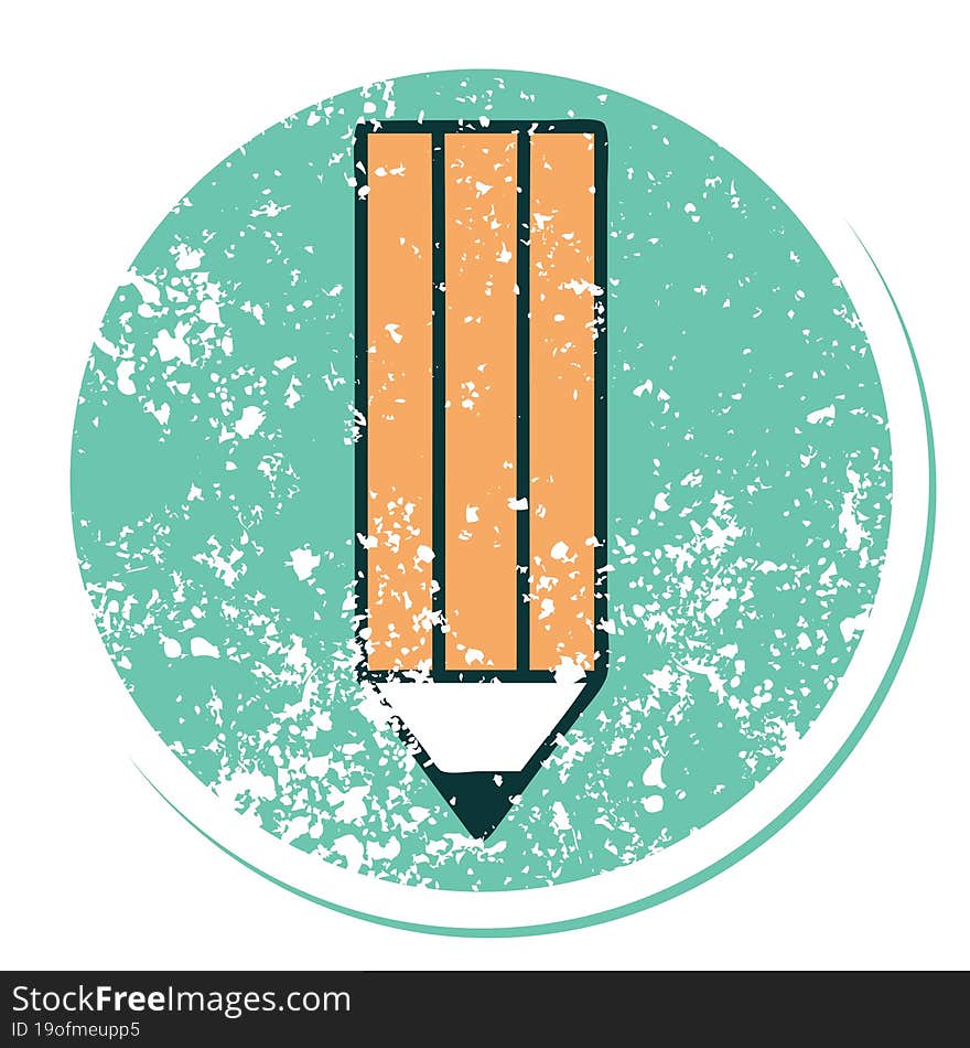 distressed sticker tattoo style icon of a pencil