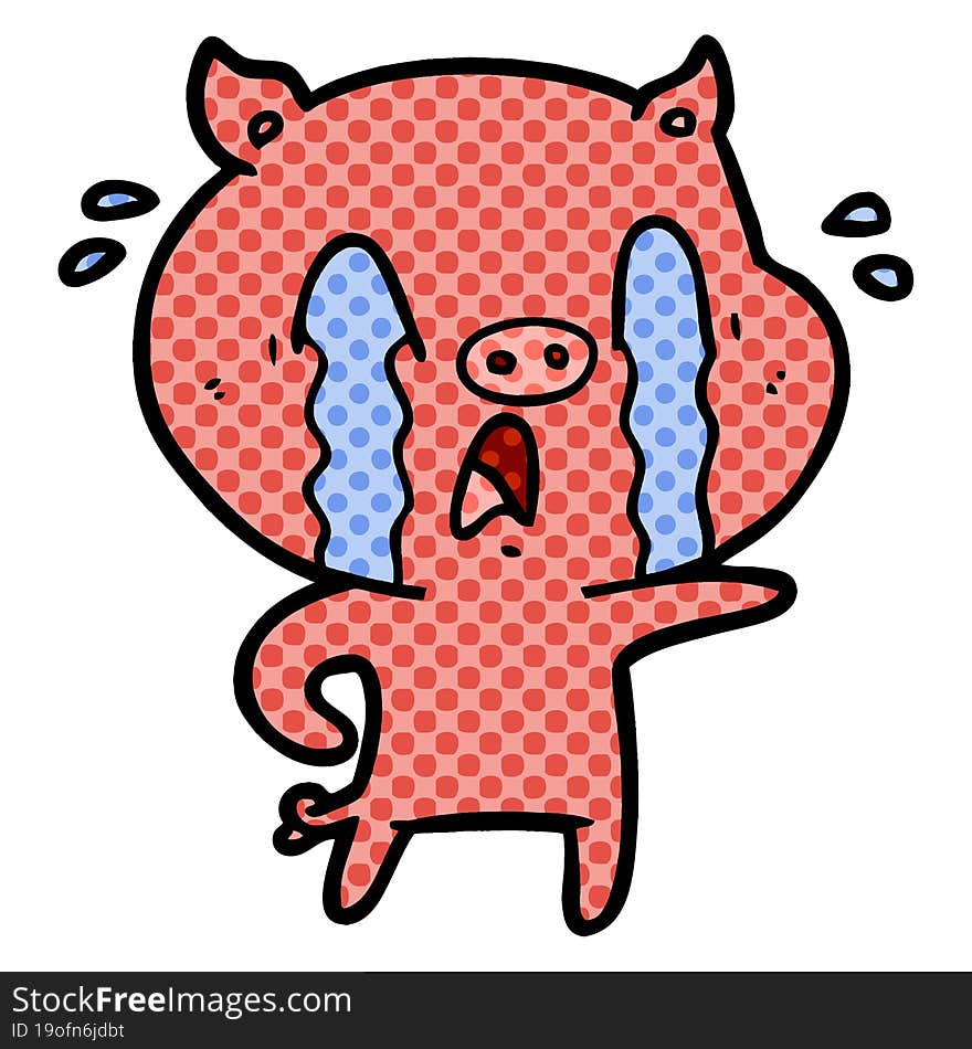 crying pig cartoon. crying pig cartoon