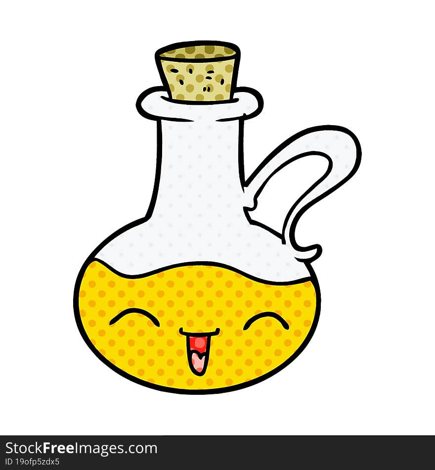 cartoon happy bottle of olive oil. cartoon happy bottle of olive oil