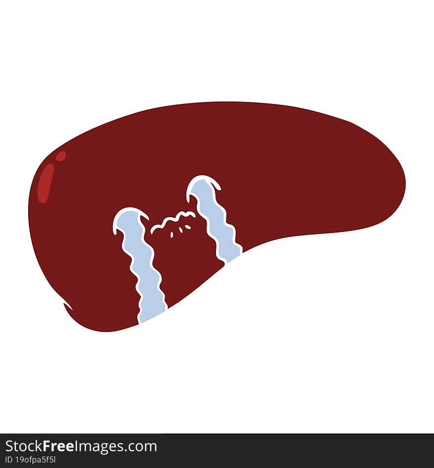 flat color style cartoon liver crying