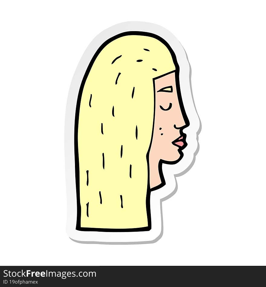 Sticker Of A Cartoon Female Face Profile