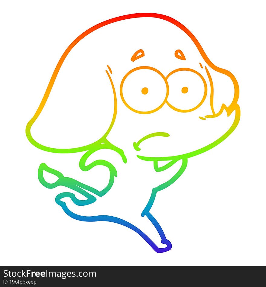 rainbow gradient line drawing cartoon unsure elephant running away