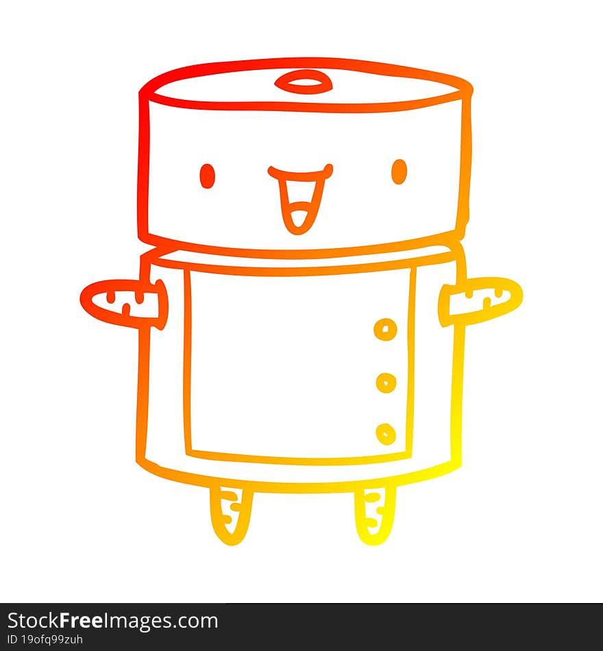 warm gradient line drawing of a cute robot