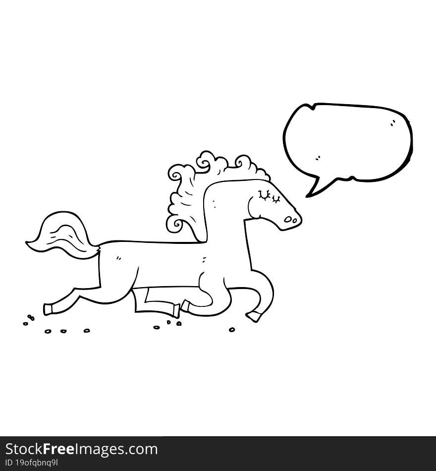 speech bubble cartoon running horse