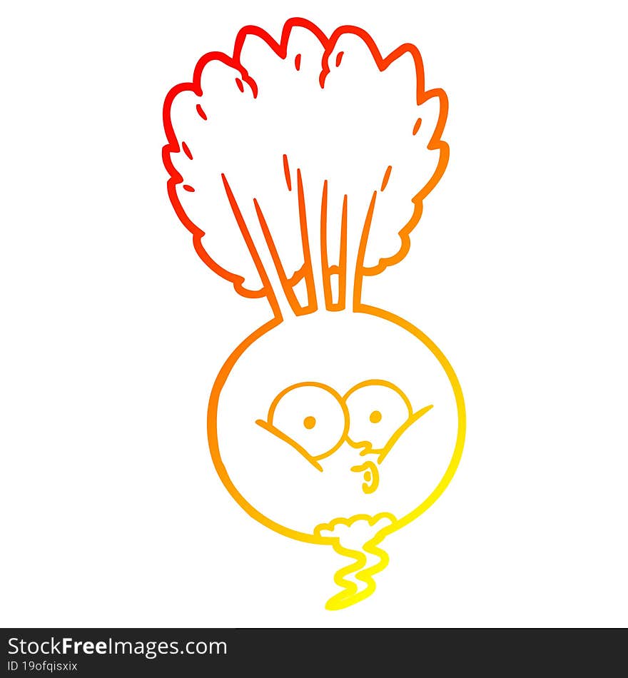 warm gradient line drawing of a cartoon vegetable