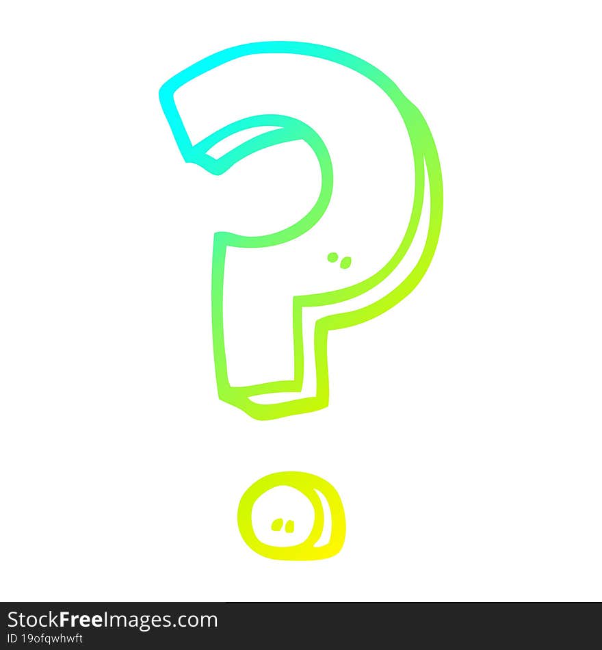 cold gradient line drawing cartoon question mark