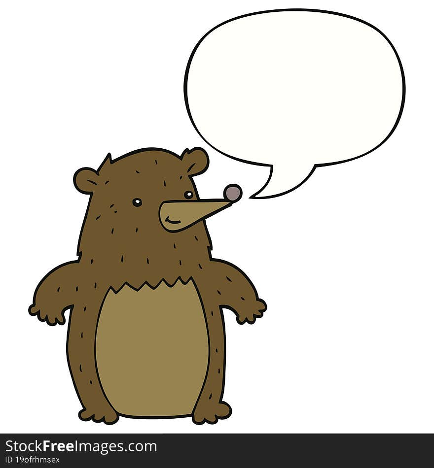 cartoon bear and speech bubble